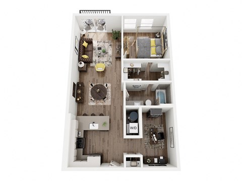 Floor plan for 1 bed, 1 bath, 893 sqft
